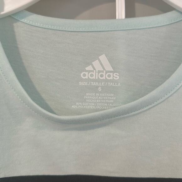 Adidas Size 6 Ice Mint/Black Bike Short and Tee 2-Piece Matching Set - Picture 3 of 9